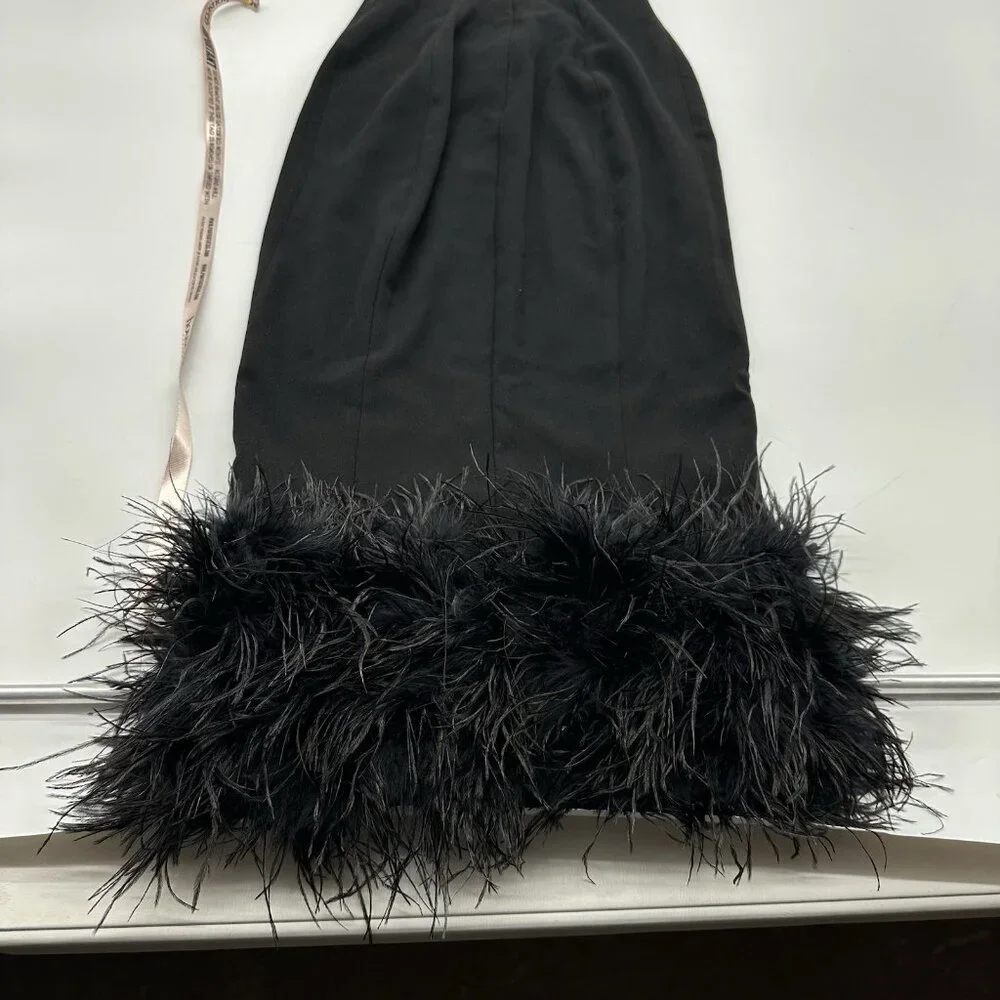 House of CB Black Feather Trim Midi Dress - Picture 9 of 13